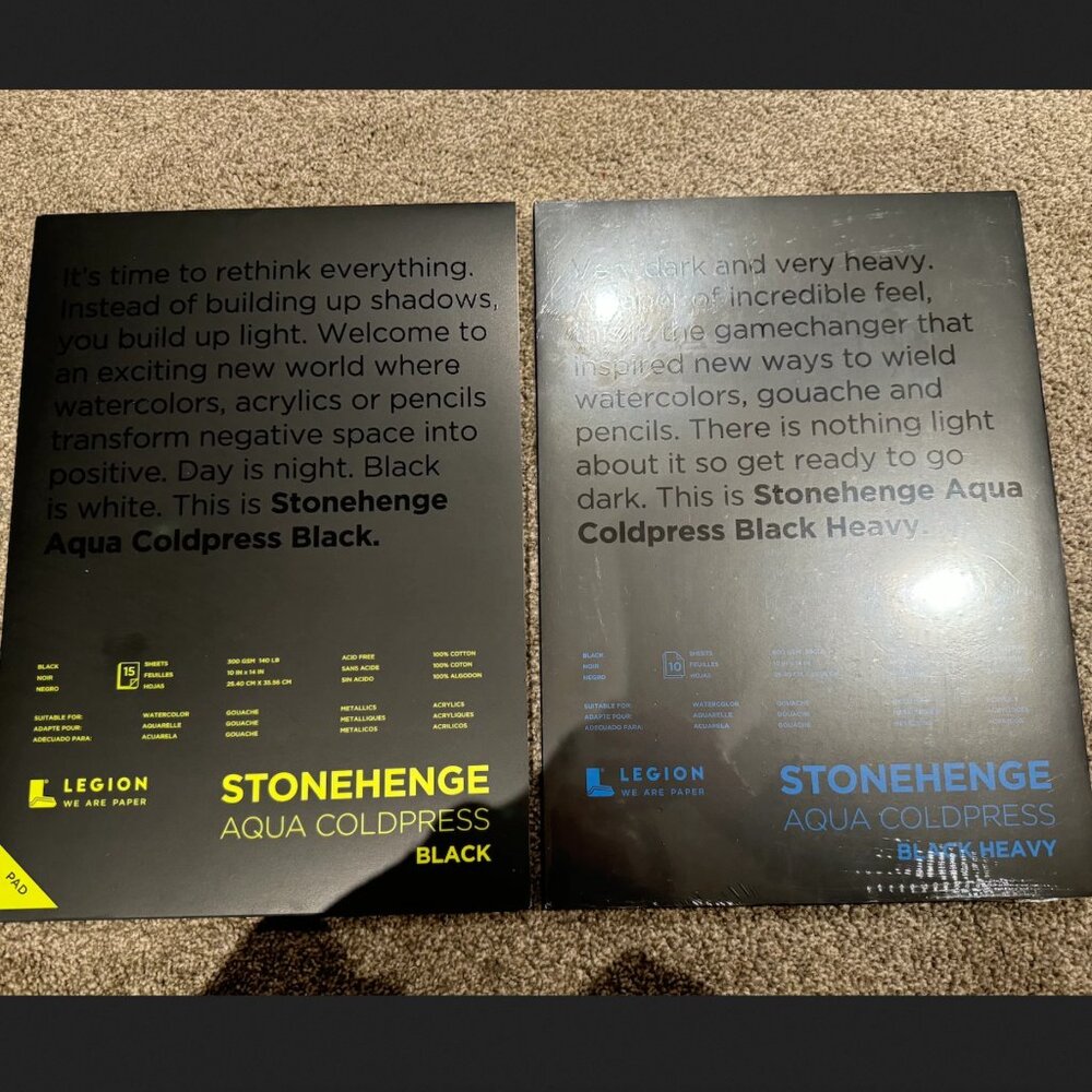 Legion Stonehenge Aqua Black Coldpress Fine Art Paper 11x14 Watercolor Alcohol